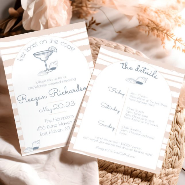 Convites Last Toast on the Coast Beach Bachelorette Weekend (last toast on the coast bachelorette party weekend invitation cute nautical beach girls trip sea )