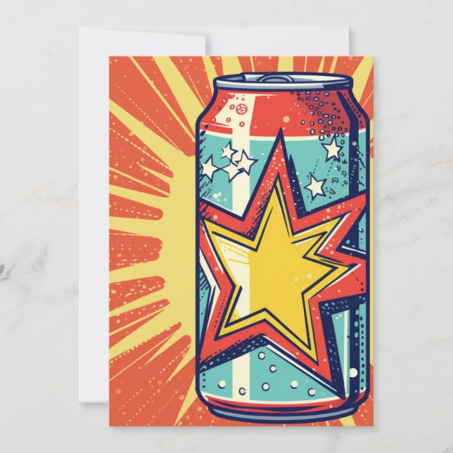 Convites Lata de refrigerante em estilo Popart, bebida gase (Frente)