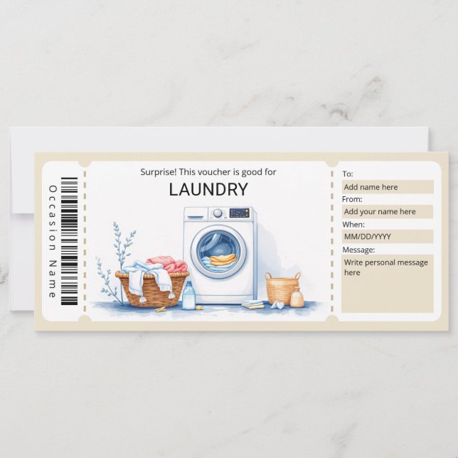 Convites Laundry Gift Certificate  (Frente)
