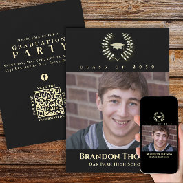 Convites Laurel Clássico de Graduação com Foto Laurel Doura