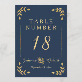 Convites Laurel Leaf Typografia Marinho Blue Dourado Table