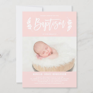 Convites Laurel Wreath Blush Pink Fotografia Baptism