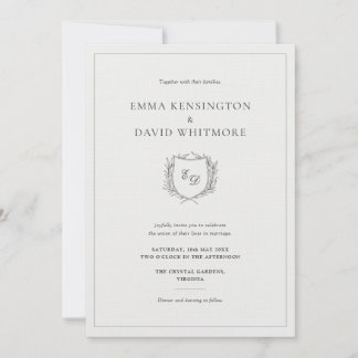 Convites Laurel Wreath & Crest Casamento Elegante Minimalis