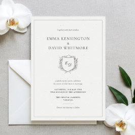 Convites Laurel Wreath & Crest Casamento Elegante Minimalis