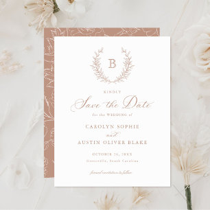 Convites Laurel Wreath Monograma Crest Casamento Salvar a D