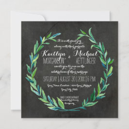 Convites Laurel Wreath Olive Leaf Branch Square
