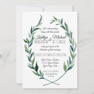 Convites Laurel Wreath Olive Leaf Modern, 5 X 7