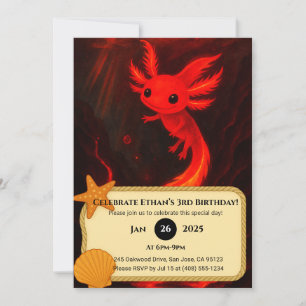 Convites Lava Axolotl em Fiery Abyss Aniversário
