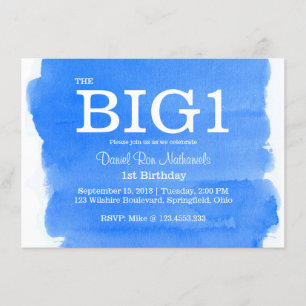 Convites Lavagem azul da aguarela de Little Boy do primeiro