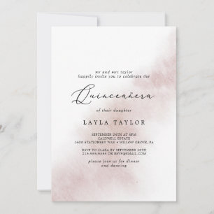 Convites Lavagem de Aquarela  Blush Quinceañera