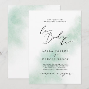 Convites Lavagem de Aquarela  Green La Boda De Wedding