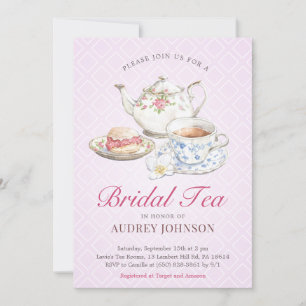 Convites Lavanda adorável Bridal Tea Chá de casamento Britâ
