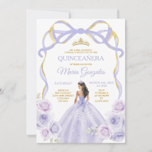 Convites Lavanda Arco Roxo Princesa Dourada Quinceañera