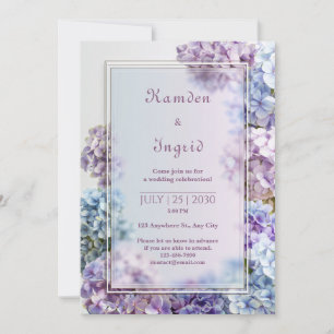 Convites Lavanda Azul Hidrangea com Efeito Suave de Foco Qu