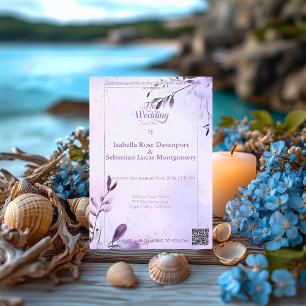 Convites Lavanda boêmica minimalista e casamento prateado