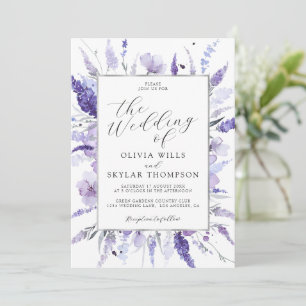 Convites Lavanda Botânica Casamento Floral Lilac Silver
