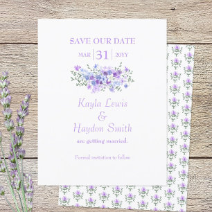 Convites Lavanda, Buquê Azul Claro Casamento Salve a Data