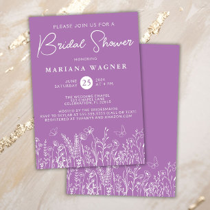Convites Lavanda Chá de panela de Flores Selvagens