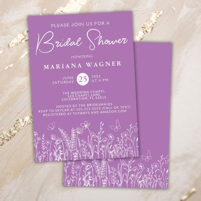 Convites Lavanda Chá de panela de Flores Selvagens (Criador carregado)