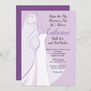 Convites Lavanda Chá de panela de vestido branco roxo