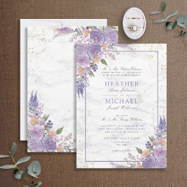Convites Lavanda Clássica Casamento Floral Dourado Lilac Ma