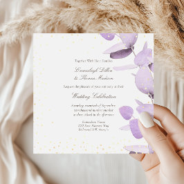 Convites Lavanda Clássica Eucalyptus Glitter Wedding Invita