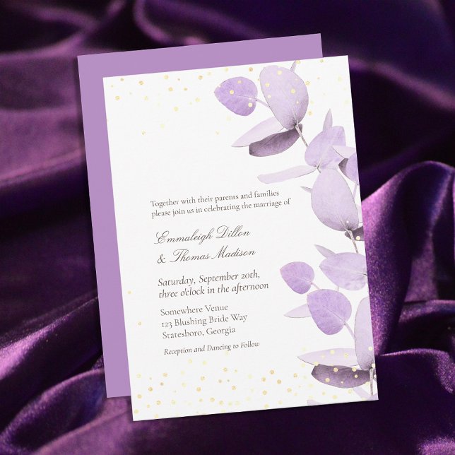 Convites Lavanda Clássica Eucalyptus Glitter Wedding Invita (Criador carregado)