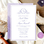 Convites Lavanda Clássica Monograma Casamento de Aquarela<br><div class="desc">Aprecie amigos e família com este elegante convite de casamento mostrando um belo monograma botânico de folha desenhada com noiva e iniciais de noivo. O convite à frente foi aparado com uma fina lavanda, lilás e matizes púrpuros, enquanto o convite contém uma bela lavagem com aquarela em matizes lavandas, lilás...</div>