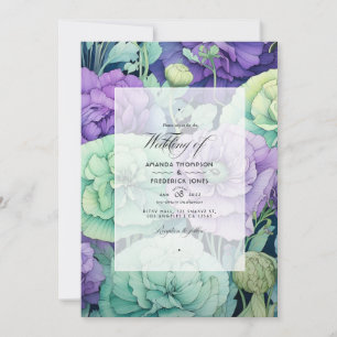 Convites Lavanda com Casamento Floral Verde de Primavera