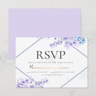 Convites Lavanda da aguarela de RSVP   - floral azul