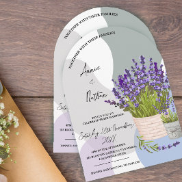 Convites Lavanda de Aquarela Bonita Tranca em Casamento de