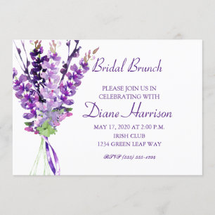Convites Lavanda de Aquarela de Casamento Roxo