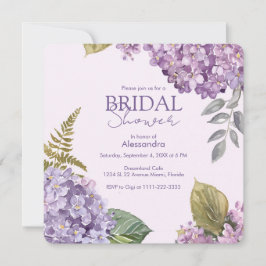 Convites Lavanda de Aquarela Hydrangea Chá de panela de Flo