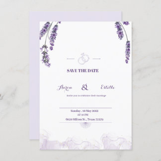 Convites Lavanda De Aquarela Romântica Casamento Floral Inv