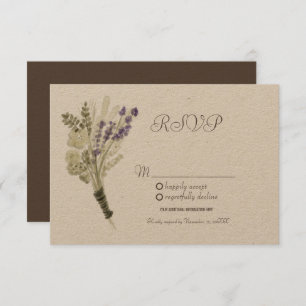Convites Lavanda de aquarelas Rustic Botany Kraft RSVP