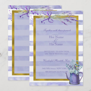 Convites Lavanda de Casamento com Flor Roxo