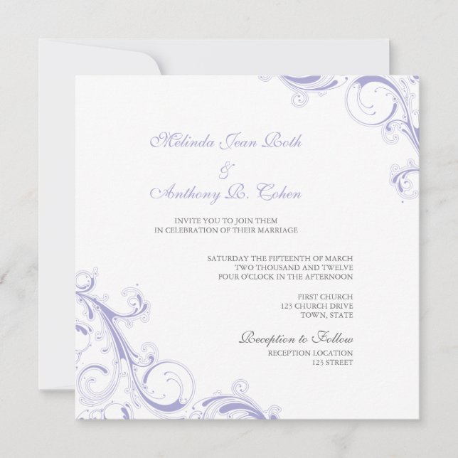 Convites Lavanda de espiral (Frente)