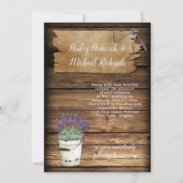 Convites Lavanda de estanho, Balde, Velho Sinal, Madeira