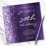 Convites Lavanda De Folha De Violeta Escura Da aniversário<br><div class="desc">Crie seus próprios convites de aniversário personalizáveis para aniversário de 30 anos glamouroso. À esquerda está um gráfico violeta violeta violeta roxa de papel. À direita está uma banda de brilho púrpura lavanda pálida e suja com gráficos de arte digital brilhando. Todo brilho e brilho luxuosos é criado com gráficos...</div>