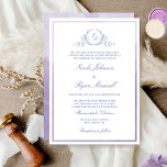 Convites Lavanda de Monograma Formal Chic Casamento de Aqua<br><div class="desc">Aprecie amigos e família com este elegante convite de casamento mostrando um belo monograma botânico de folha desenhada com noiva e iniciais de noivo. O convite à frente foi aparado com uma fina lavanda, lilás e matizes púrpuros, enquanto o convite contém uma bela lavagem com aquarela em matizes lavandas, lilás...</div>