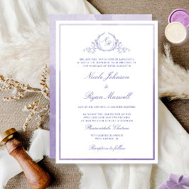 Convites Lavanda de Monograma Formal Chic Casamento de Aqua