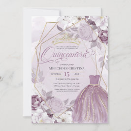 Convites Lavanda de Quinceañera rico elegante roxo Tiara