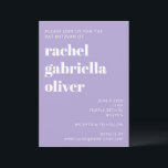 Convites Lavanda de Tipografia Moderna Bat Roxo Mitzvah<br><div class="desc">Lavanda de Tipografia Negra Simples Bat Mitzvah Convite</div>