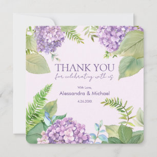 Convites Lavanda de Watercolor Hydrangea Casamento Obrigado