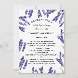Convites lavanda do 50º aniversário de casamento Russa Flor