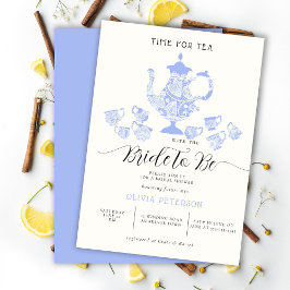 Convites Lavanda do Tea Party Blue Boho Lace Chá de panela