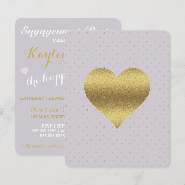 Convites Lavanda Dourada Parte Chá de panela Bolinhas do Co (Frente/Verso)