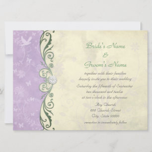 Convites Lavanda e Amarelo Suave Floral Casamento de Primav