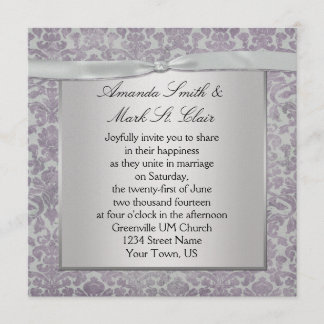 Convites Lavanda e Casamento tema damasco Silver Grunge Con