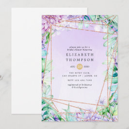 Convites Lavanda e Chá de panela geométrico Dourado